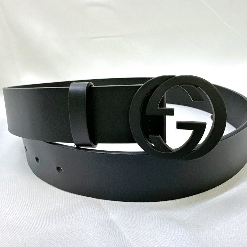 GUCCI INTERLOCKING G搭扣皮革皮帶-7