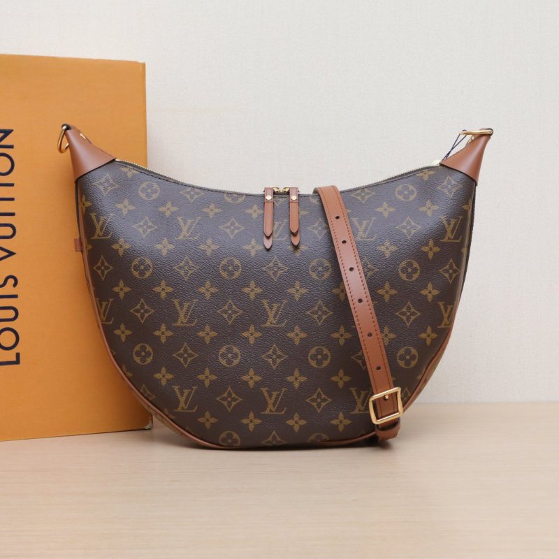LOUIS VUITTON LoopHobo大豌豆月亮包老花PVC晶片肩背包-0