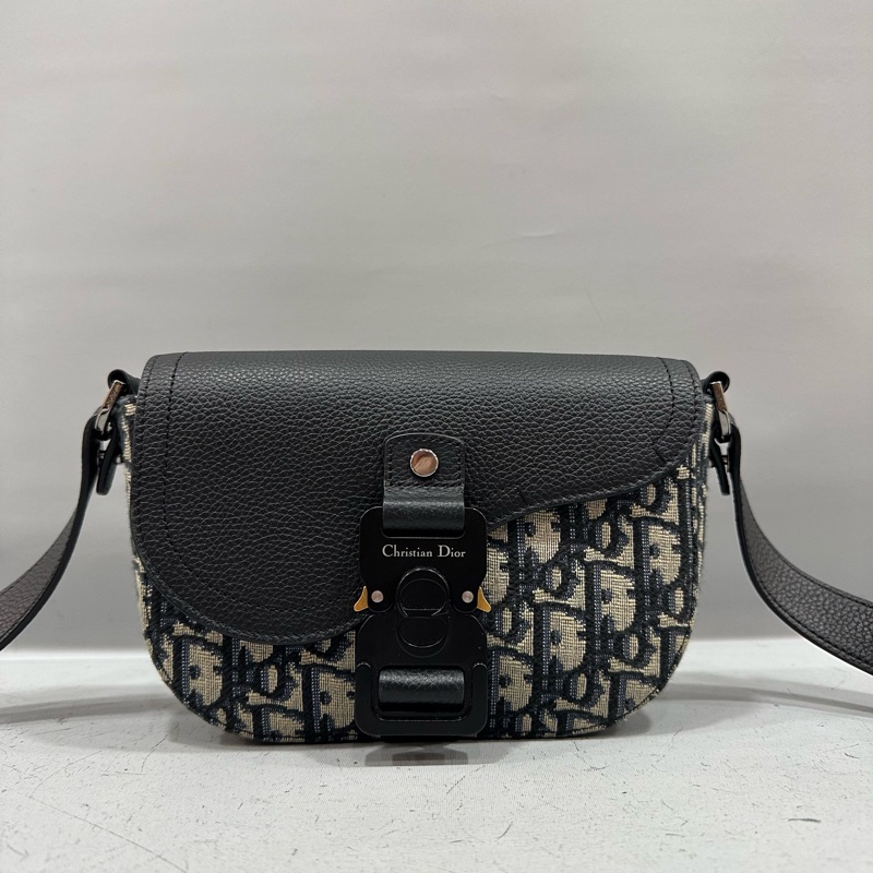 Dior 2ADCA435 老花牛皮黑釦馬鞍斜背包Mini Saddle-0