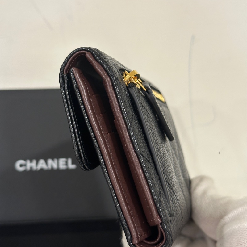 #全新帶膜 #配件齊🉑送禮 香奈兒黑金cf三折短夾🈶零錢袋-5