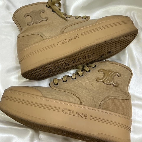 Celine 凱旋門厚底帆布短靴