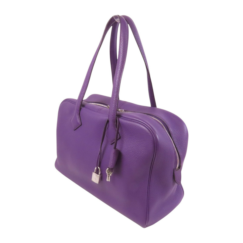 HERMES Clemence皮革Victolia 35銀扣手挽袋-2