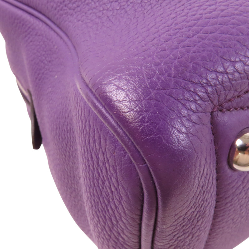 HERMES Clemence皮革Victolia 35銀扣手挽袋-10