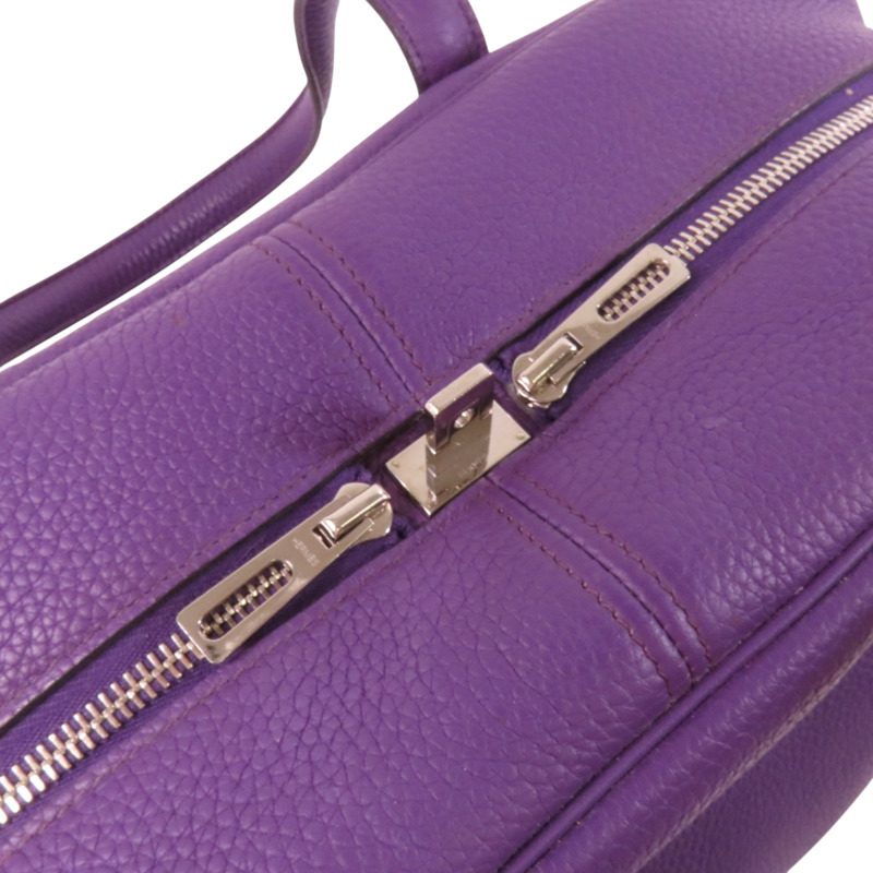 HERMES Clemence皮革Victolia 35銀扣手挽袋-15