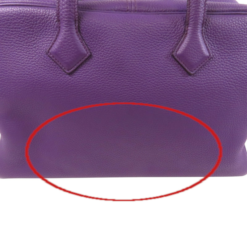 HERMES Clemence皮革Victolia 35銀扣手挽袋-16
