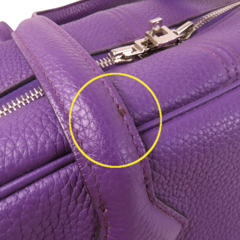 HERMES Clemence皮革Victolia 35銀扣手挽袋-17