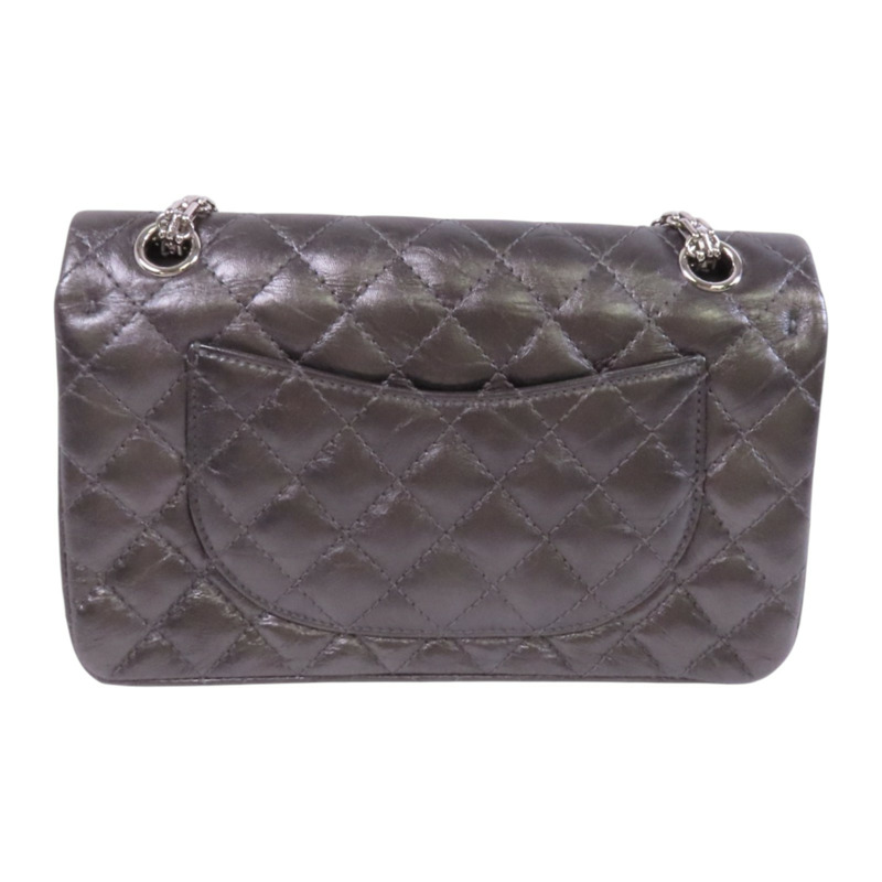 CHANEL 牛皮皮革2.55 24cm銀扣鏈帶肩背袋-1