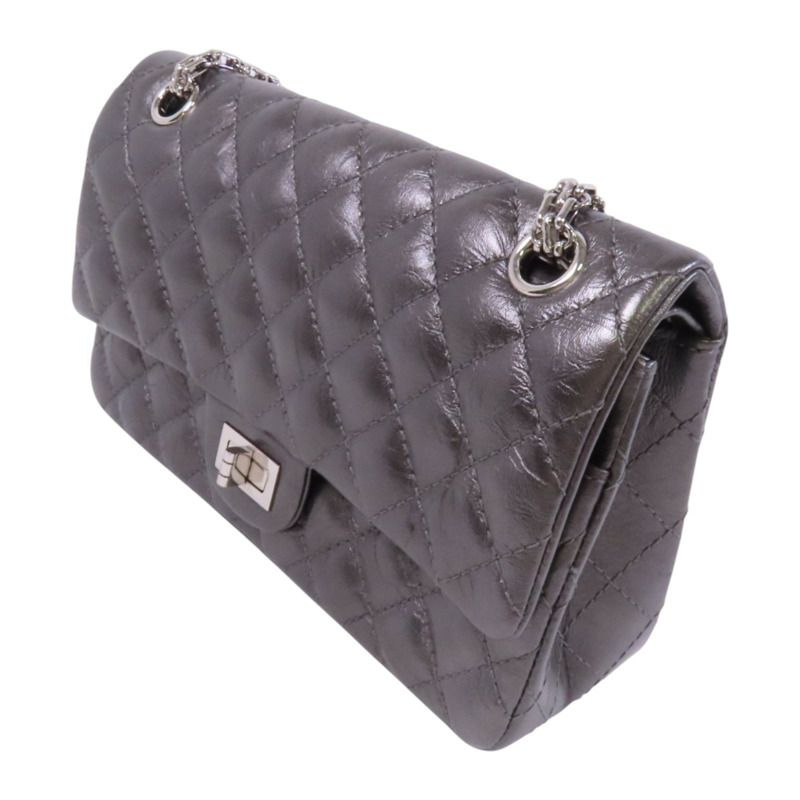 CHANEL 牛皮皮革2.55 24cm銀扣鏈帶肩背袋-2