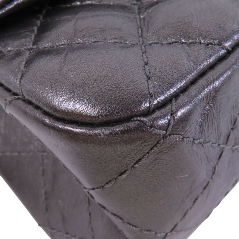 CHANEL 牛皮皮革2.55 24cm銀扣鏈帶肩背袋-10
