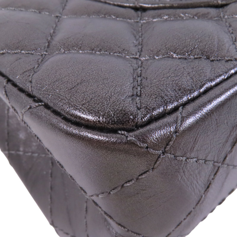 CHANEL 牛皮皮革2.55 24cm銀扣鏈帶肩背袋-12