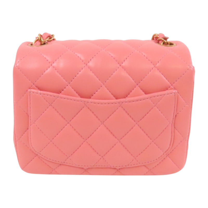 CHANEL 羊皮皮革Mini Classic 17金扣鏈帶肩背袋-1