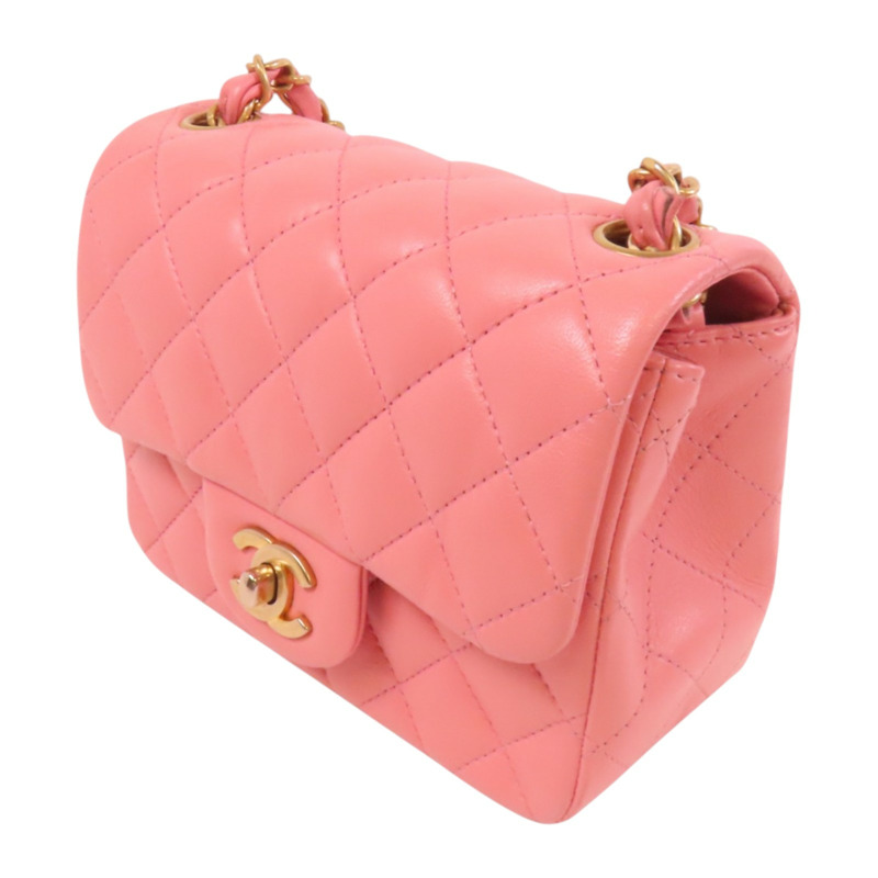 CHANEL 羊皮皮革Mini Classic 17金扣鏈帶肩背袋-2