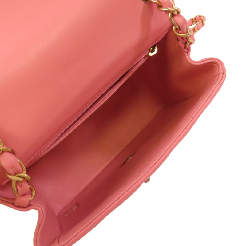 CHANEL 羊皮皮革Mini Classic 17金扣鏈帶肩背袋-4