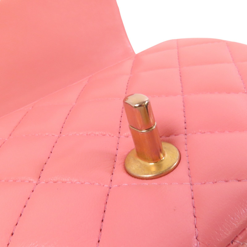CHANEL 羊皮皮革Mini Classic 17金扣鏈帶肩背袋-14