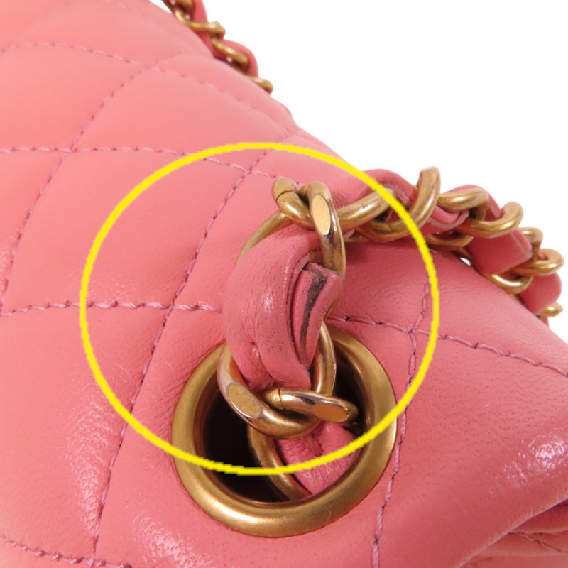 CHANEL 羊皮皮革Mini Classic 17金扣鏈帶肩背袋-19