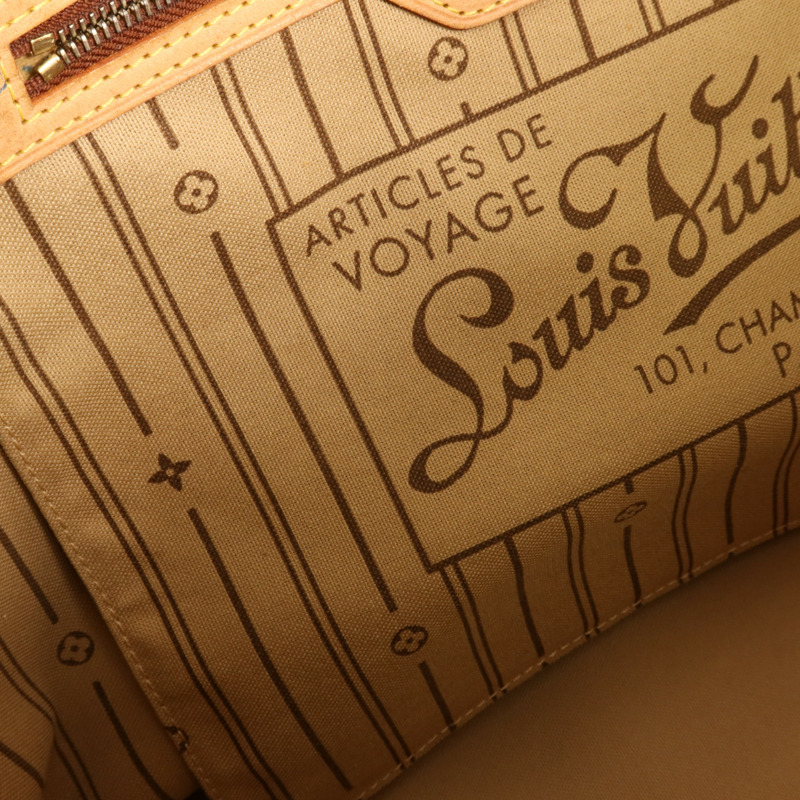 LOUIS VUITTON Monogram Neverfull MM金扣手挽袋-14