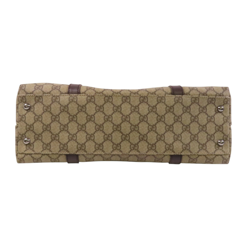 GUCCI 塗層帆布Tote Bag銀扣肩背袋-3