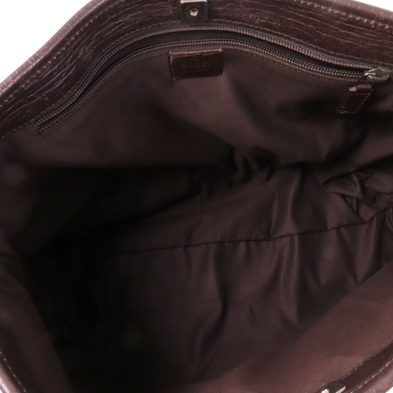 GUCCI 塗層帆布Tote Bag銀扣肩背袋-4