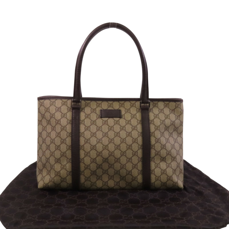 GUCCI 塗層帆布Tote Bag銀扣肩背袋-9