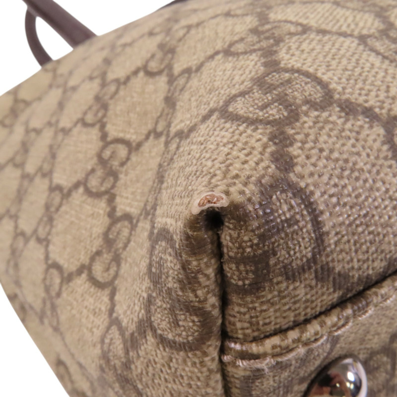GUCCI 塗層帆布Tote Bag銀扣肩背袋-10