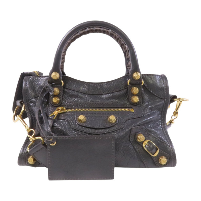 BALENCIAGA 牛皮皮革Mini City金扣手挽肩背兩用袋-0