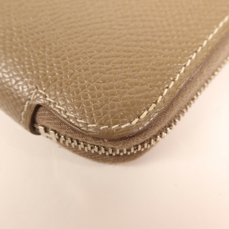 HERMES Epsom皮革Silk In Compact銀扣錢包Etoupe-10