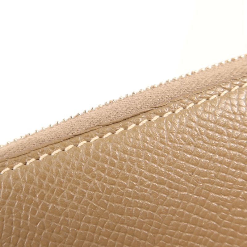 HERMES Epsom皮革Silk In Compact銀扣錢包Etoupe-13