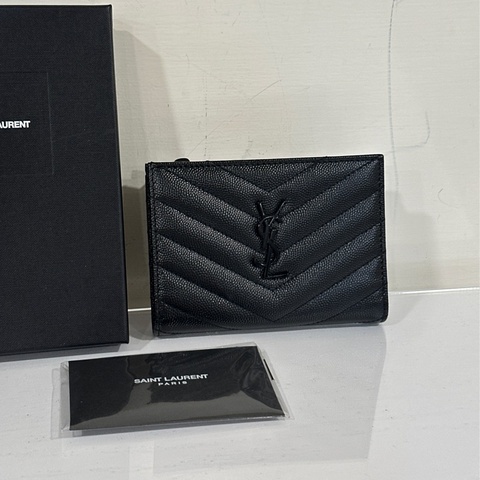 #全新閒置 #配件齊🉑送禮 Ysl SoBlack 魚子醬對開短夾🈶零錢袋