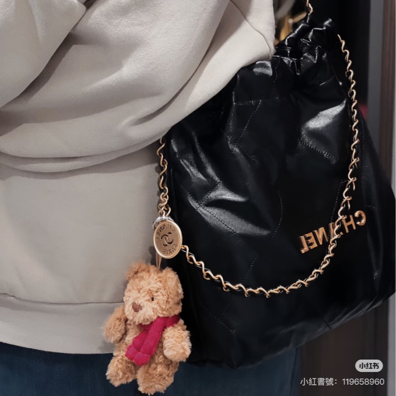 Chanel 香奈兒經典款22bag小號黑金 牛皮99新 全球保固內(到2028)-2