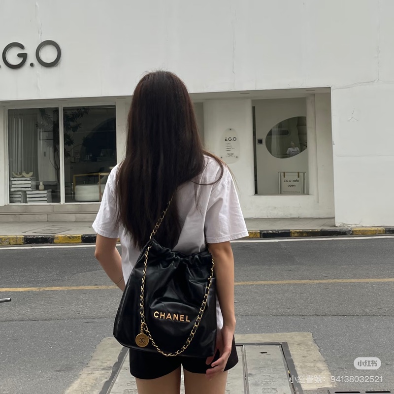 Chanel 香奈兒經典款22bag小號黑金 牛皮99新 全球保固內(到2028)-4