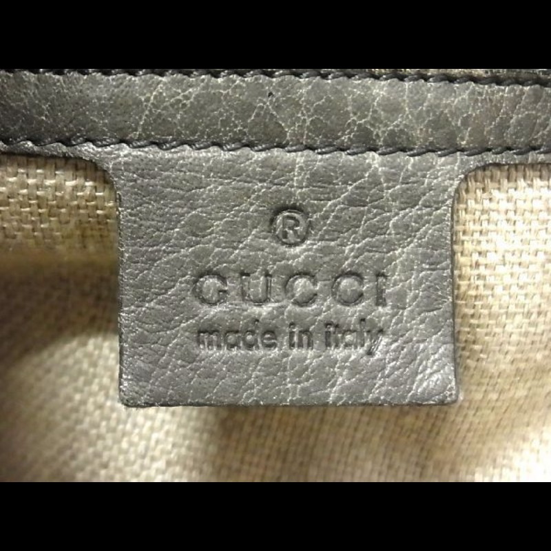 GUCCI 灰色 GG LOGO皮革壓紋竹節大款賈姬包 (guccissima new jackie 218491)-5