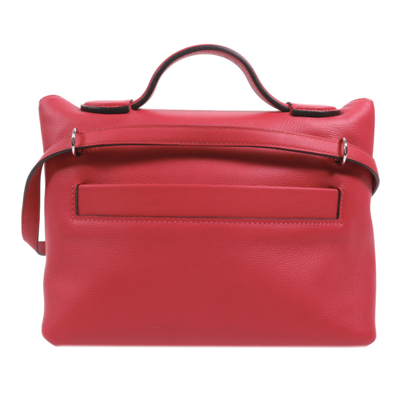 HERMES Evercolor皮革24/24 Mini銀扣手挽肩背兩用袋Framboise-1