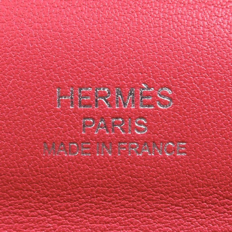 HERMES Evercolor皮革24/24 Mini銀扣手挽肩背兩用袋Framboise-5