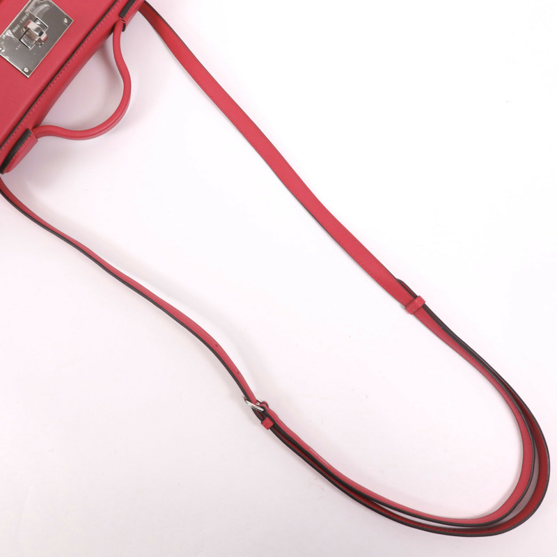 HERMES Evercolor皮革24/24 Mini銀扣手挽肩背兩用袋Framboise-8