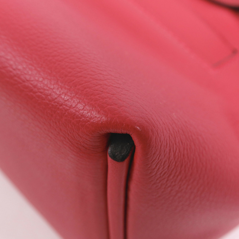 HERMES Evercolor皮革24/24 Mini銀扣手挽肩背兩用袋Framboise-12