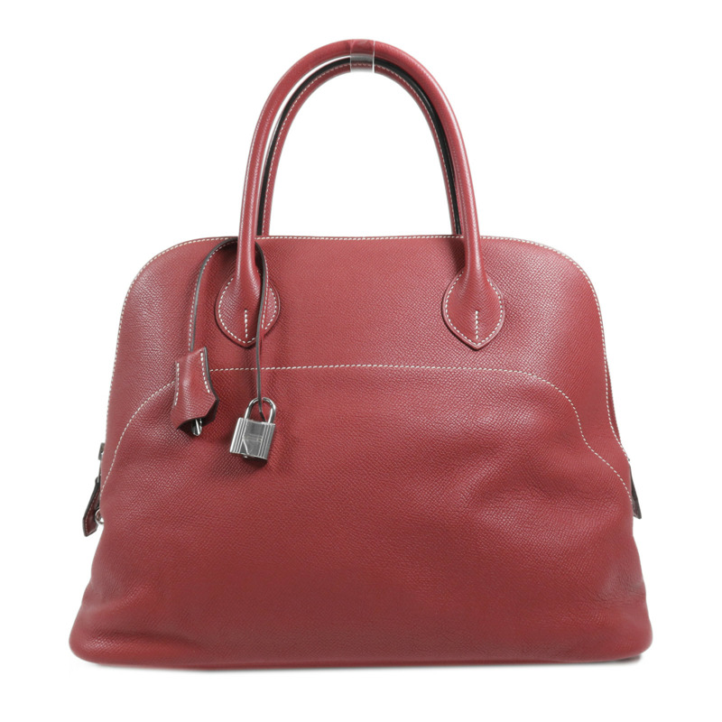 HERMES Epsom皮革Bolide Relax 35銀扣手挽袋Rouge Grenat-0