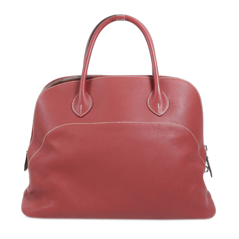 HERMES Epsom皮革Bolide Relax 35銀扣手挽袋Rouge Grenat-1