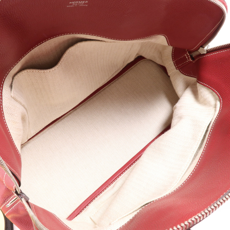 HERMES Epsom皮革Bolide Relax 35銀扣手挽袋Rouge Grenat-4