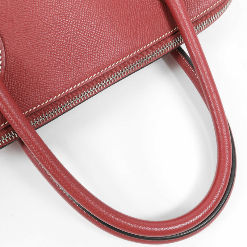 HERMES Epsom皮革Bolide Relax 35銀扣手挽袋Rouge Grenat-7