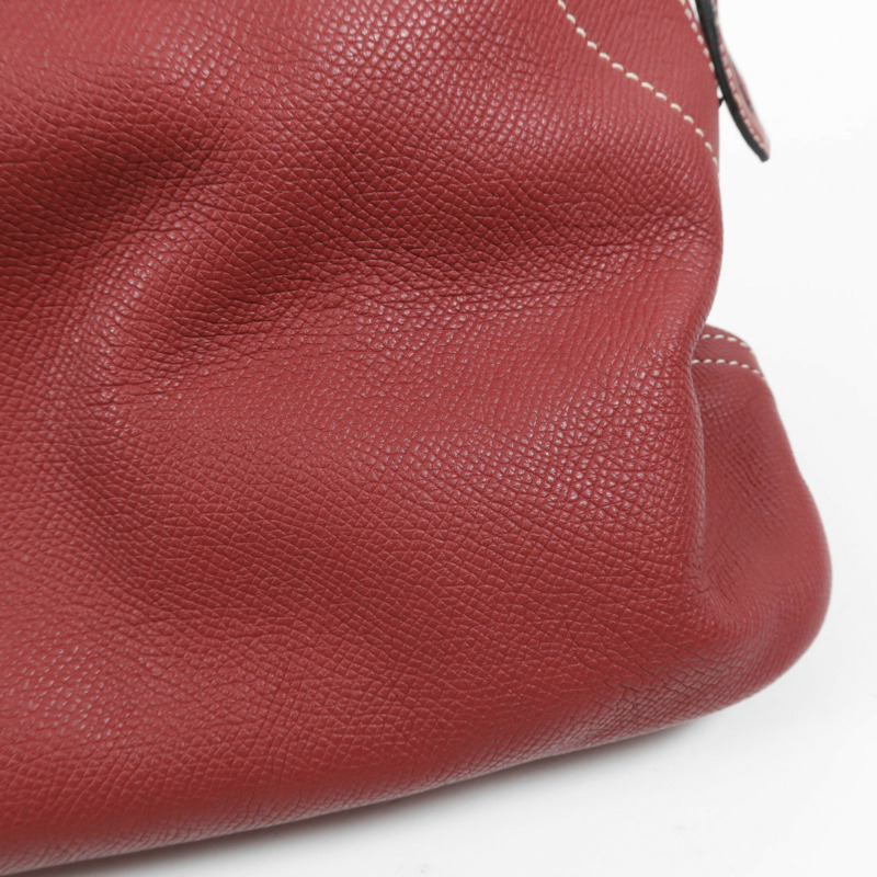 HERMES Epsom皮革Bolide Relax 35銀扣手挽袋Rouge Grenat-15