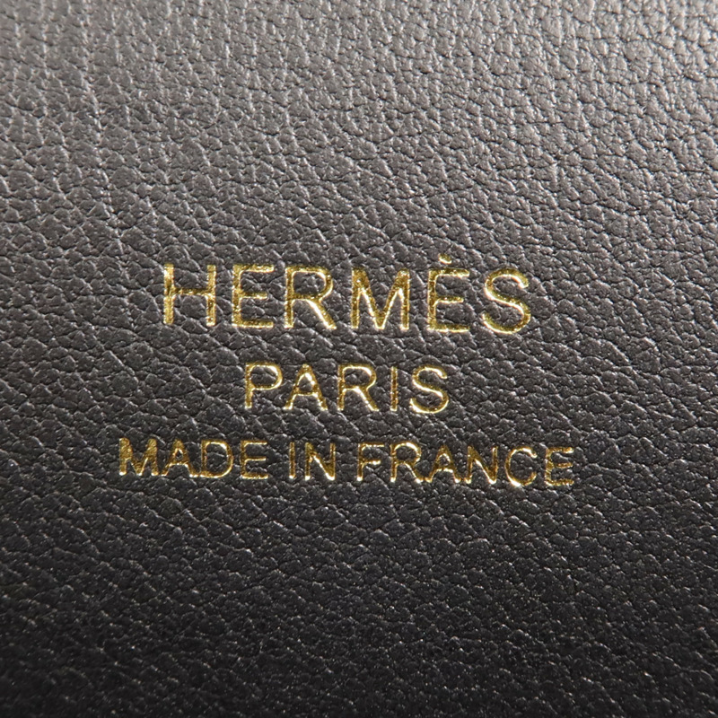 HERMES Chevre皮革Geta金扣肩背袋Noir-5
