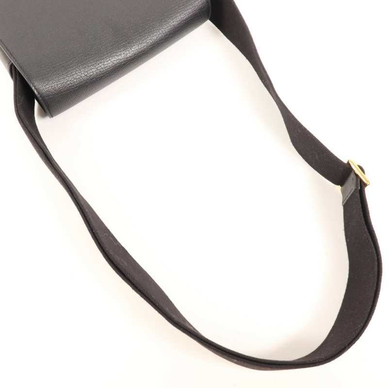HERMES Chevre皮革Geta金扣肩背袋Noir-8