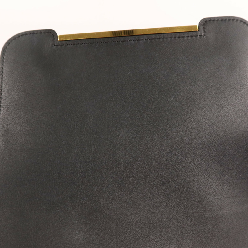HERMES Chevre皮革Geta金扣肩背袋Noir-15