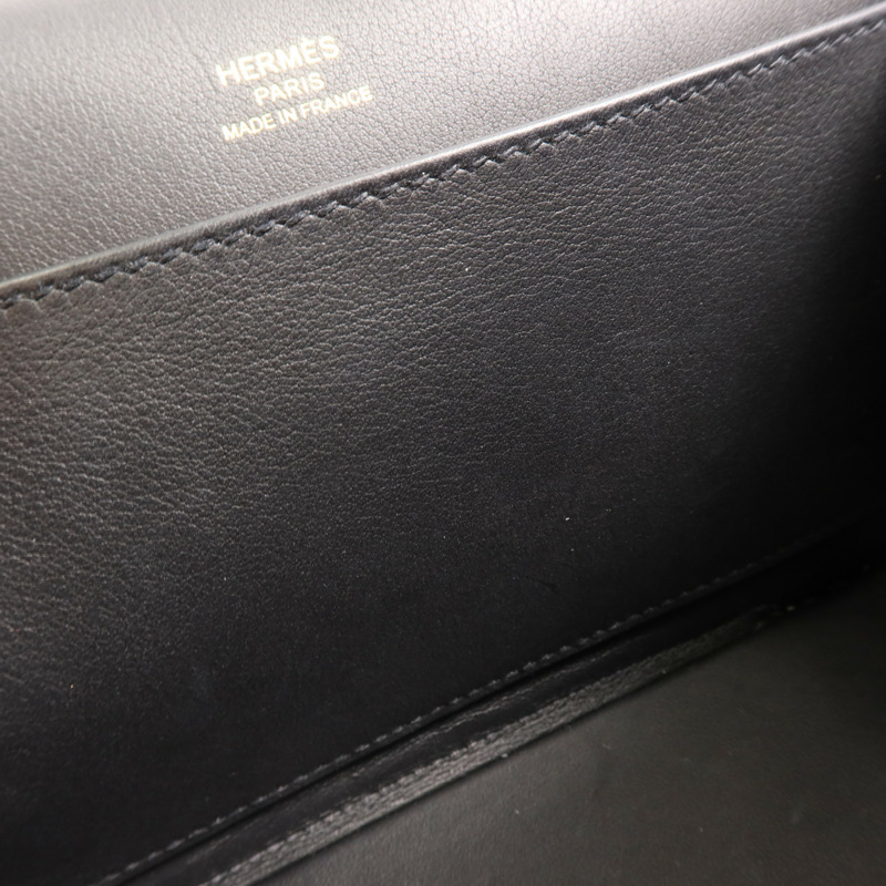 HERMES Chevre皮革Geta金扣肩背袋Noir-17