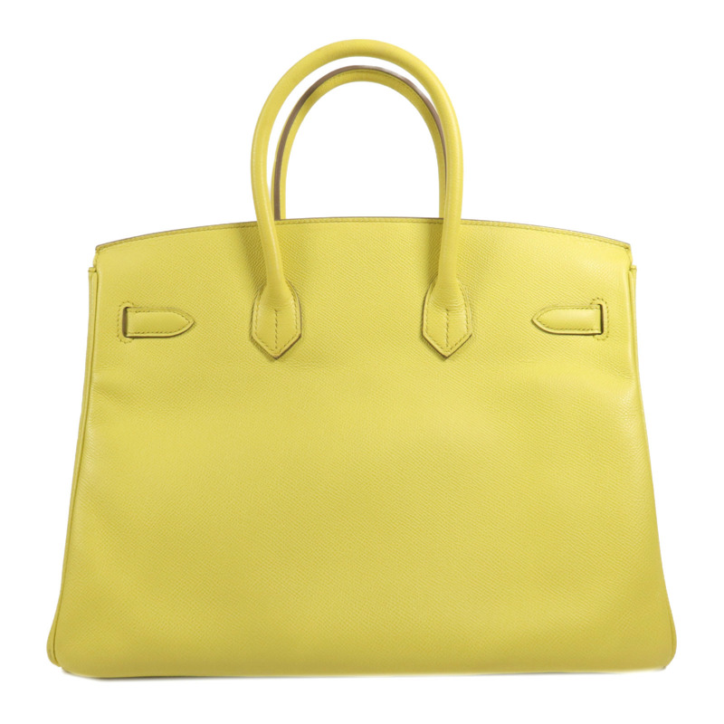 HERMES Epsom皮革Birkin 35銀扣手挽袋Lime-1
