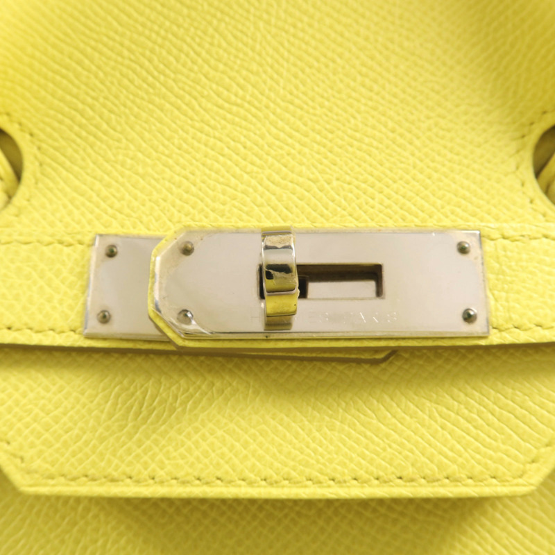 HERMES Epsom皮革Birkin 35銀扣手挽袋Lime-7