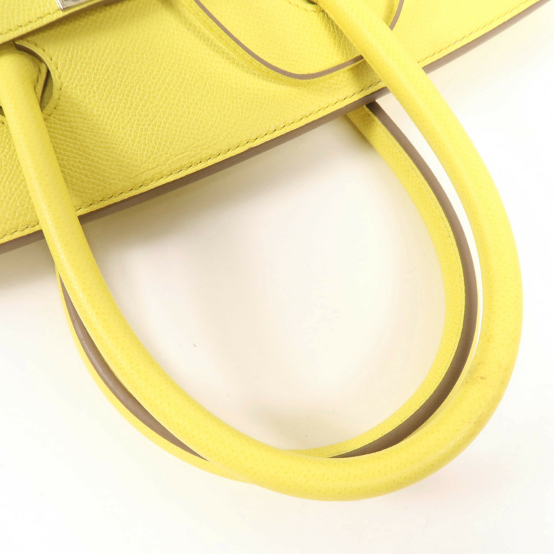 HERMES Epsom皮革Birkin 35銀扣手挽袋Lime-8