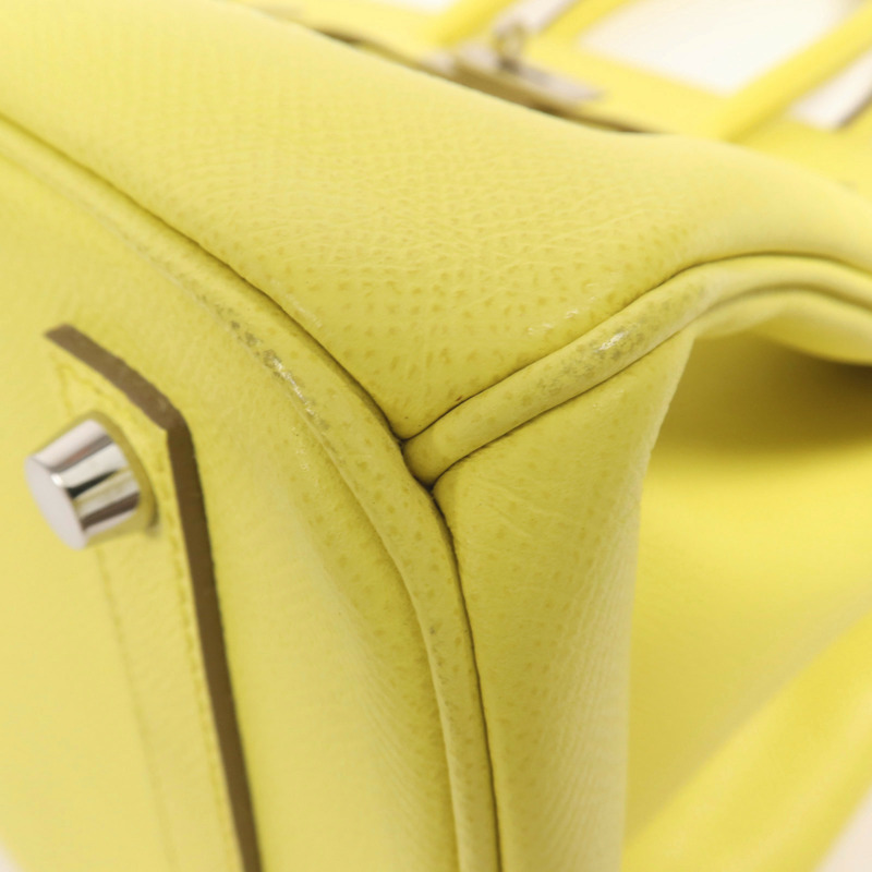 HERMES Epsom皮革Birkin 35銀扣手挽袋Lime-9