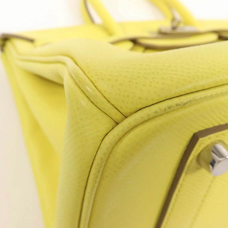 HERMES Epsom皮革Birkin 35銀扣手挽袋Lime-10