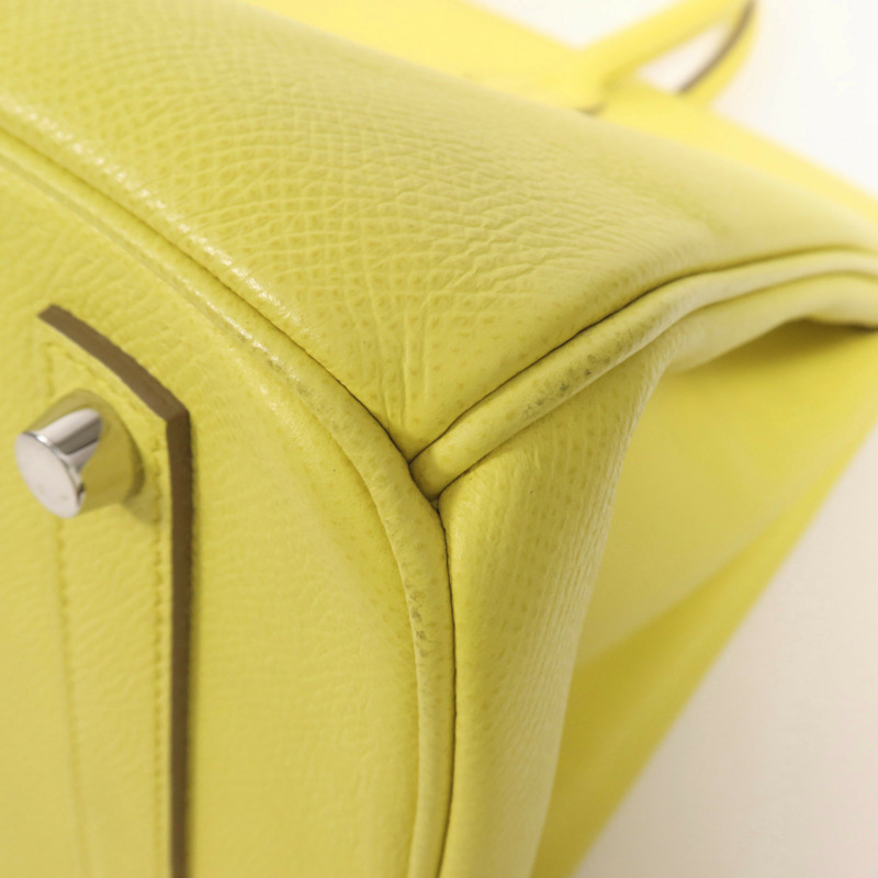 HERMES Epsom皮革Birkin 35銀扣手挽袋Lime-11